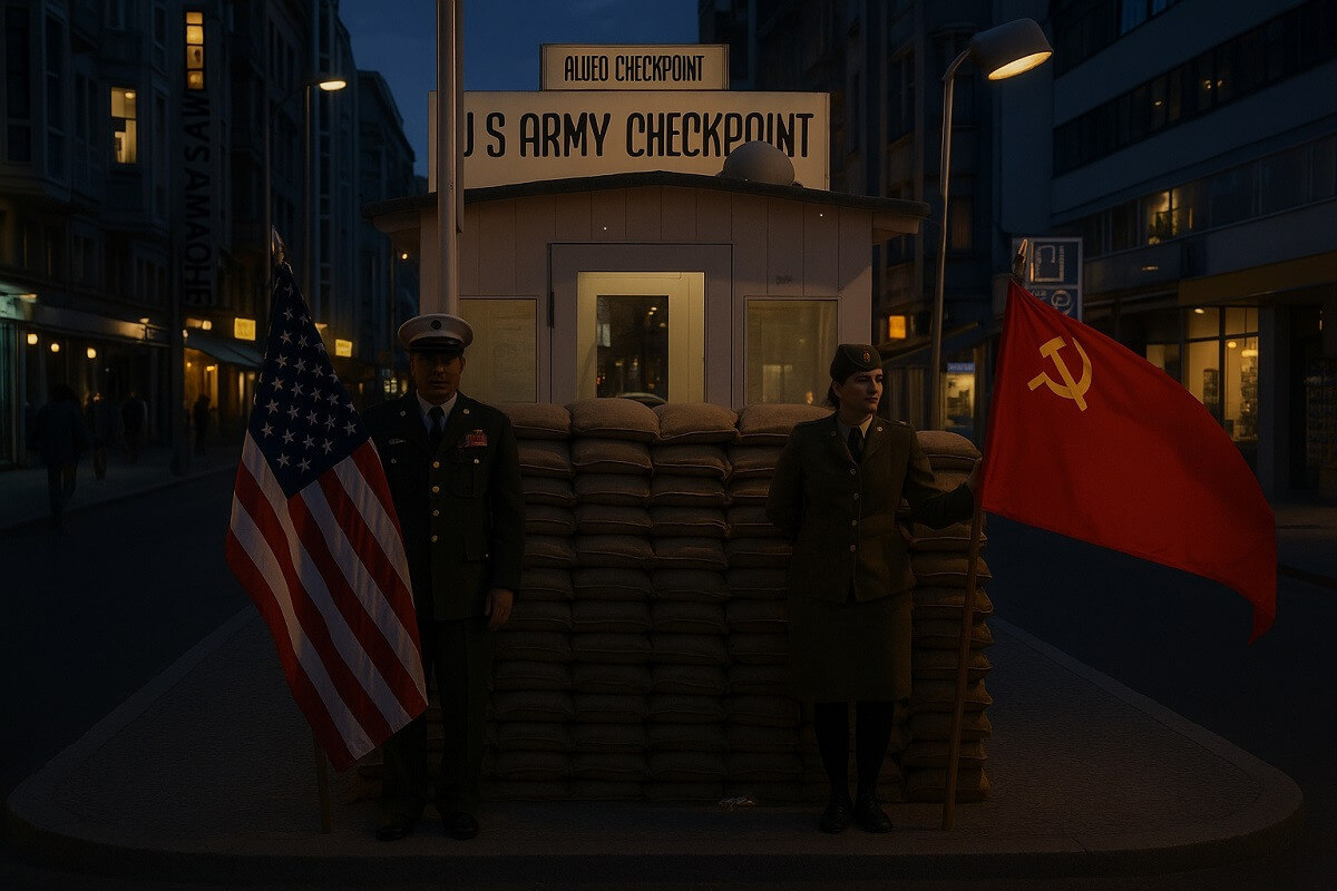 Avondprogramma museumbezoek checkpoint Charlie op schoolreis Berlijn